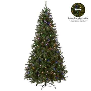 National Tree Company Pre-Lit Artificial Full Christmas Tree, North Valley Spruce, Dual Color LED Lights, Includes Stand, 7.5 Feet, Green