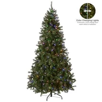 National Tree Company Pre-Lit Artificial Full Christmas Tree, North Valley Spruce, Dual Color LED Lights, Includes Stand, 7.5 Feet, Green