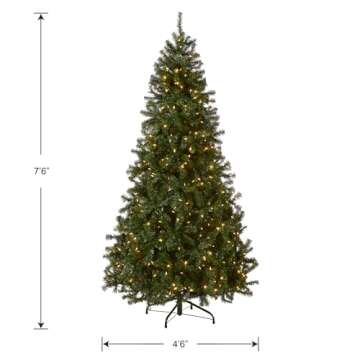 National Tree Company Pre-Lit Artificial Full Christmas Tree, North Valley Spruce, Dual Color LED Lights, Includes Stand, 7.5 Feet, Green