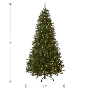 National Tree Company Pre-Lit Artificial Full Christmas Tree, North Valley Spruce, Dual Color LED Lights, Includes Stand, 7.5 Feet, Green