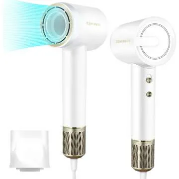 High-Speed Ionic Hair Dryer | 110,000 RPM Brushless Motor & Magnetic Nozzle (White)