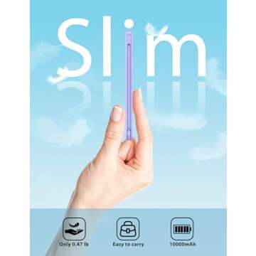 miisso 10000mAh Slim Portable Charger with Built in Cable, Power Bank Travel Charger External Batter...