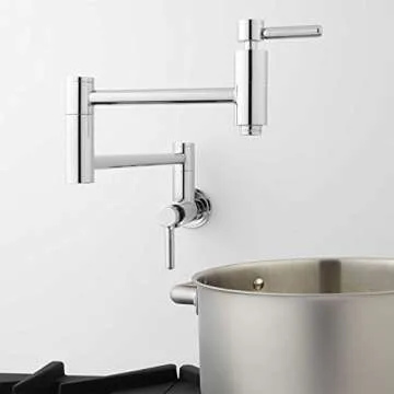 Signature Hardware 329627 Contemporary Double Handle Wall Mounted Pot Filler - Brushed Nickel