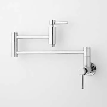 Signature Hardware 329627 Contemporary Double Handle Wall Mounted Pot Filler - Brushed Nickel