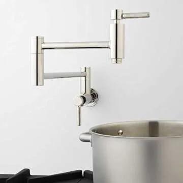 Signature Hardware 329627 Contemporary Double Handle Wall Mounted Pot Filler - Brushed Nickel