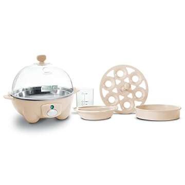 Dash Rapid Egg Cooker: 6 Egg Capacity Electric Egg Cooker for Hard Boiled Eggs, Poached Eggs, Scrambled Eggs, or Omelets with Auto Shut Off Feature, Cream