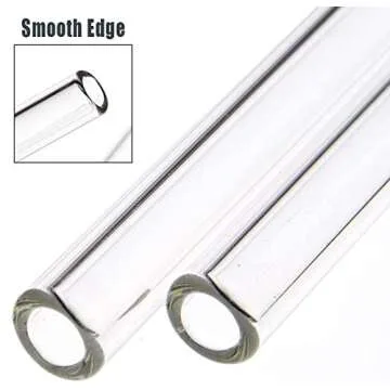 ALINK Glass Smoothie Straws, Reusable Clear Bent 9 in X 10 mm Drinking Straws, Set of 4 with Cleaning Brush