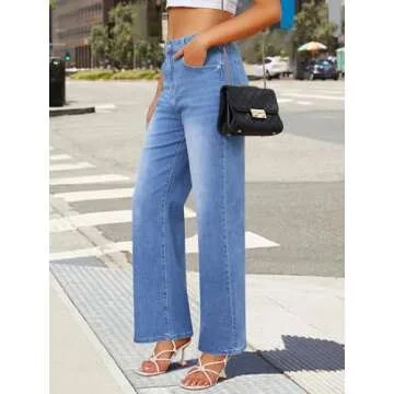 Genleck Stretchy Wide Leg Jeans for Women - Flattering Comfort