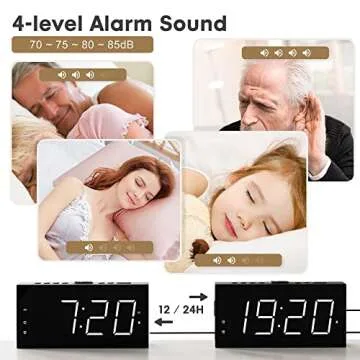 7.5" LED Digital Alarm Clock with USB Charging