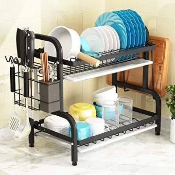 1Easylife 2-Tier Dish Drying Rack Rust-Proof Kitchen Organizer