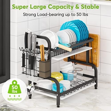 1Easylife 2-Tier Dish Drying Rack Rust-Proof Kitchen Organizer