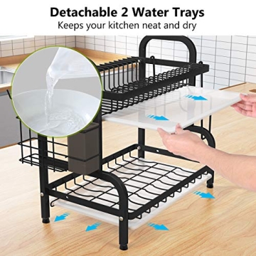 1Easylife 2-Tier Dish Drying Rack Rust-Proof Kitchen Organizer