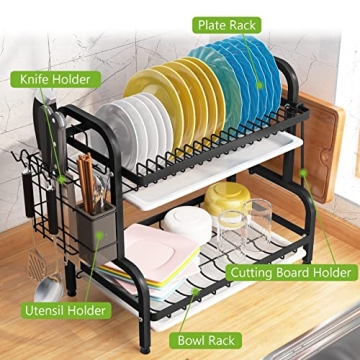1Easylife 2-Tier Dish Drying Rack Rust-Proof Kitchen Organizer