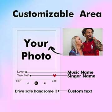 Personalized Acrylic Photo Keychain, Custom Music Keychain Personalized Photo Song Keychain with Cus...