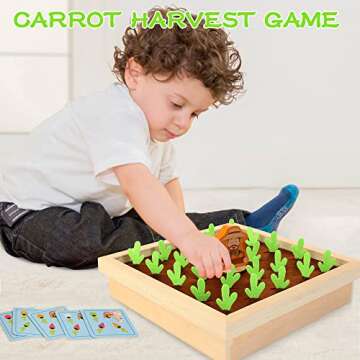 Treewant Montessori Toys, Wooden Carrot Harvest Game, Vegetable Memory Game, Shape Color Sorting Matching Educational Toys, Fine Motor Skill Development, Gifts for Kids 3 4 5 6 Year Old