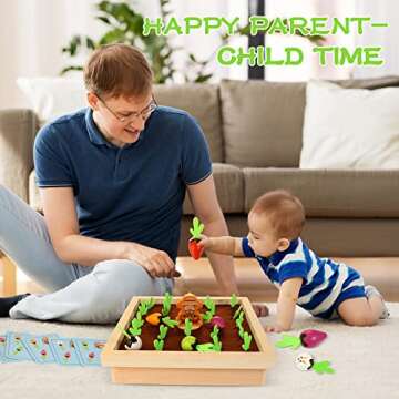 Treewant Montessori Toys, Wooden Carrot Harvest Game, Vegetable Memory Game, Shape Color Sorting Matching Educational Toys, Fine Motor Skill Development, Gifts for Kids 3 4 5 6 Year Old
