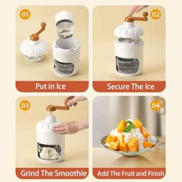 Manual Shaved Ice & Snow Cone Machine, Portable Slushy Maker with Stainless Steel Blades, Hand-Crank Ice Crusher for Home and Outdoor Use, Bingsu and Ice Cream, Snowcone, Cocktail Maker