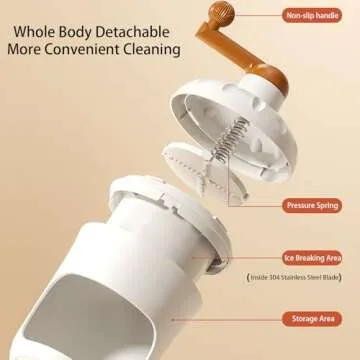 Manual Shaved Ice & Snow Cone Machine, Portable Slushy Maker with Stainless Steel Blades, Hand-Crank Ice Crusher for Home and Outdoor Use, Bingsu and Ice Cream, Snowcone, Cocktail Maker