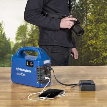 Westinghouse 194Wh 300 Peak Watt Portable Power Station & Solar Generator, Modified Sine Wave AC Outlet, Backup Lithium Battery for Camping, Home, Travel, Indoor/Outdoor Use (Solar Panel Not Included)