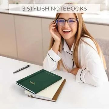 ZICOTO Aesthetic Journal Set Of 3 - Premium Linen Cover, College Ruled 8x5.7 Notebooks With Large Pockets - Ideal For Staying Organized At Work Or School
