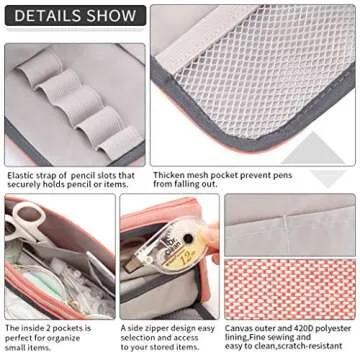 EASTHILL Pencil Case Large Capacity Pencil Pouch School Suppies Pen Case Simple Stationery College Office Organizer for Girls Adults-Pink