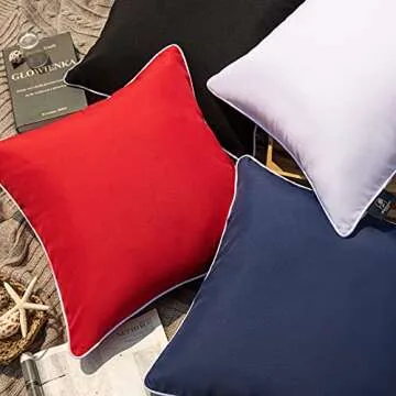 Phantoscope Pack of 2 Outdoor Waterproof Throw Pillow Covers Decorative Square Pillows Cushion Case Patio for Couch Tent Sunbrella (18''x18'', Dark Blue)