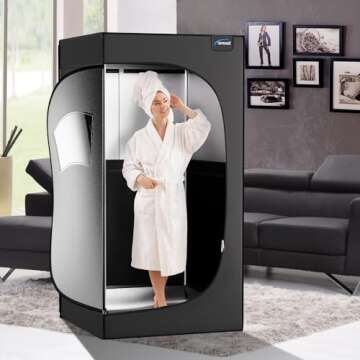 TOREAD Portable Far Infrared Sauna, Portable Infrared Full Size Sauna Tent, Sauna for Infrared Home Spa, Heated Body Therapy, Time & Temperature Remote Control (35"x35"x71")