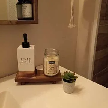 Wood Pedestal Soap Stand for Kitchen and Bathroom Decor