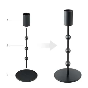 Black Candlestick Holders, Beaded Metal Taper Candlestick Holders Set of 3 for Wedding Decorations, Dining Table Centerpiece, Vintage Pillar Candle Sticks Holder Table Decor for Farmhouse Gift