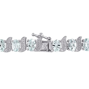 Ross-Simons Aquamarine Tennis Bracelet with Diamonds 8in