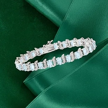 Ross-Simons Aquamarine Tennis Bracelet with Diamonds 8in