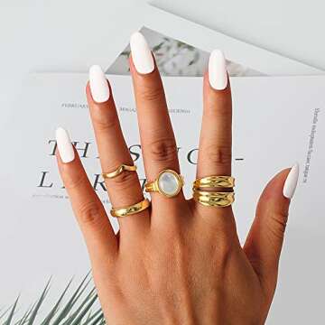 YeGieonr Non-tarnish Chunky Gold Rings for Women