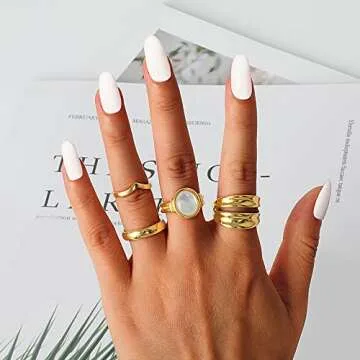 YeGieonr Non-tarnish Chunky Gold Rings for Women