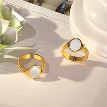YeGieonr Non-tarnish Chunky Gold Rings for Women