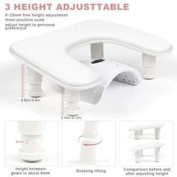 Professional Height-Adjustable U Shaped Nail Arm Rest for Comfort
