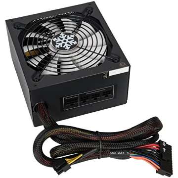 ROSEWILL Computer Modular Power Supply / PSU, GLACIER Series 600 Watt 80 PLUS Bronze Certified PSU with Silent 135mm Fan with Auto Fan Speed Control, 3 Year Warranty