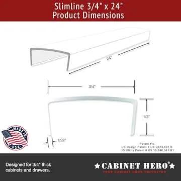 Cabinet Hero Slimline Door Protector – Slip-On Plastic Edge Guard – Protect Kitchen & Drawer Fro...