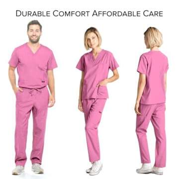 Dagacci Medical Uniform Womens Medical Scrub Set Shirt Top and Pant, Rose_pink, X-Large, Short Sleeve