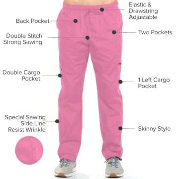 Dagacci Medical Uniform Womens Medical Scrub Set Shirt Top and Pant, Rose_pink, X-Large, Short Sleeve
