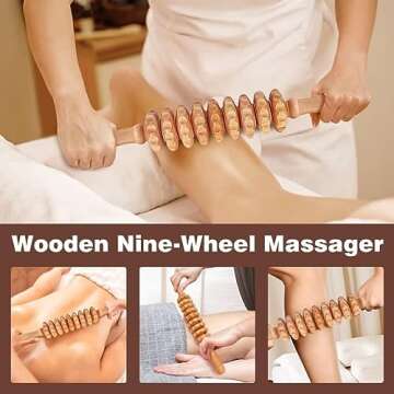 10-in-1 Wood Therapy Massage Tools Massager Wooden Massager for Body Shaping Massage Tool Set Wood Therapy Tools for Relieving Muscle Pain Body Lymphatic Drainage Massager
