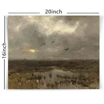 Nature Landscape Canvas Wall Art Vintage Moody Landscape Paintings Sea Beach Landscape Poster Prints for Bathroom Office Wall Decor 16x20inch No Frame