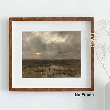 Nature Landscape Canvas Wall Art Vintage Moody Landscape Paintings Sea Beach Landscape Poster Prints for Bathroom Office Wall Decor 16x20inch No Frame