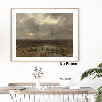 Nature Landscape Canvas Wall Art Vintage Moody Landscape Paintings Sea Beach Landscape Poster Prints for Bathroom Office Wall Decor 16x20inch No Frame