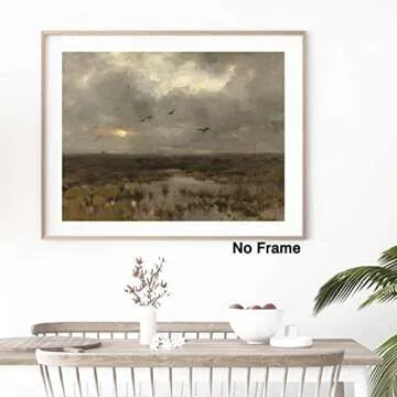 Nature Landscape Canvas Wall Art Vintage Moody Landscape Paintings Sea Beach Landscape Poster Prints for Bathroom Office Wall Decor 16x20inch No Frame