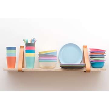 bobo&boo Bamboo Kids Snack Bowls, Set of 4 Bamboo Dishes, Non Toxic, Eco Friendly & Stackable Kids Snack Containers, Great Gift for Baby Showers, Birthdays & Preschool Graduations,Coastal