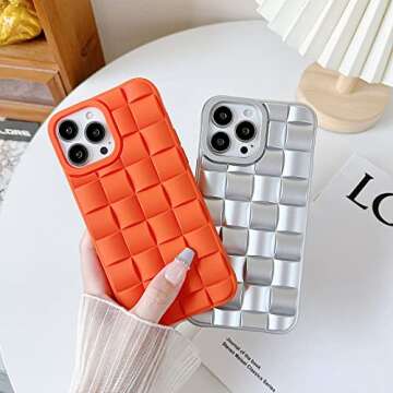 Skyseaco for iPhone 13 Pro Max Case, Cute Simple Cases for Women Girls with Anti-Fall Lens Camera Protection Soft TPU Shockproof Case for iPhone 13 Pro Max (6.7inch)-Orange