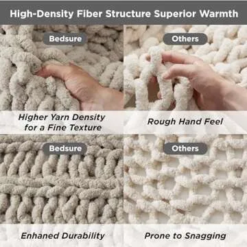 Bedsure Chunky Knit Throw Blanket for Couch - 100% Hand Knitted, 5.06 lbs Chenille Blanket for Bed Living Room Home Decor, Thick and Soft, Linen Beige, 50x60 Inches