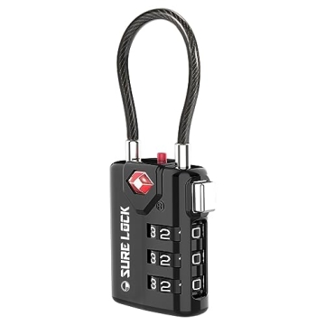 SURE LOCK TSA Compatible Travel Luggage Locks, Inspection Indicator, Easy Read Dials TSA Approved wi...