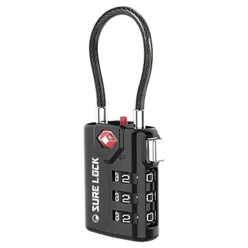 SURE LOCK TSA Compatible Travel Luggage Locks, Inspection Indicator, Easy Read Dials TSA Approved wi...