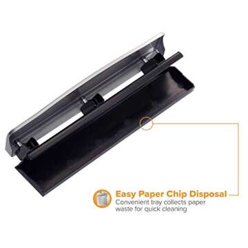 Bostitch 3-Hole Punch, 12 Sheet Capacity, Silver/Black (HP12)